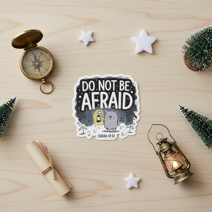 "Do Not Be Afraid” – Isaiah 41:13 Christian Sticker (Bear & Lantern Design) – additional product view 4
