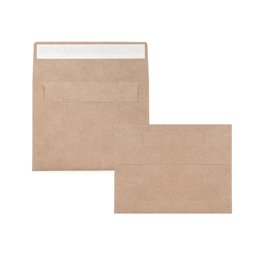 Kraft self-seal envelope included with greeting card