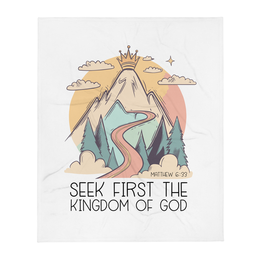 Seek First the Kingdom of God" Matthew 6:33 Bible Verse Throw Blanket