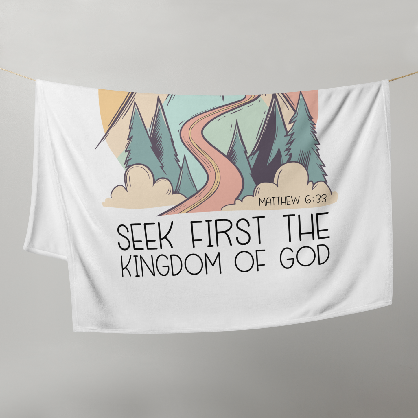 Seek First the Kingdom of God" Matthew 6:33 Bible Verse Throw Blanket